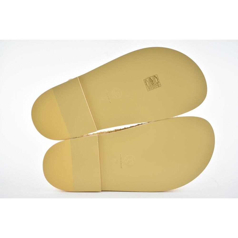 Chanel 21C Beige Raffia Pearl CC Logo Mule Slide Strap Flat Teva Dad Sandal 36 - Picture 12 of 12